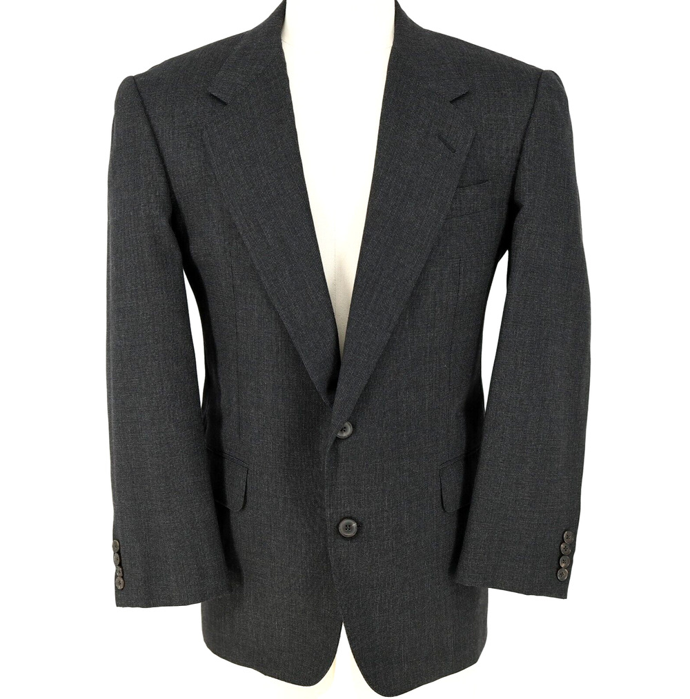 Hickey Freeman Sport Coat Mens 42R Dark Gray Wool Jacket Single Vent Vintage